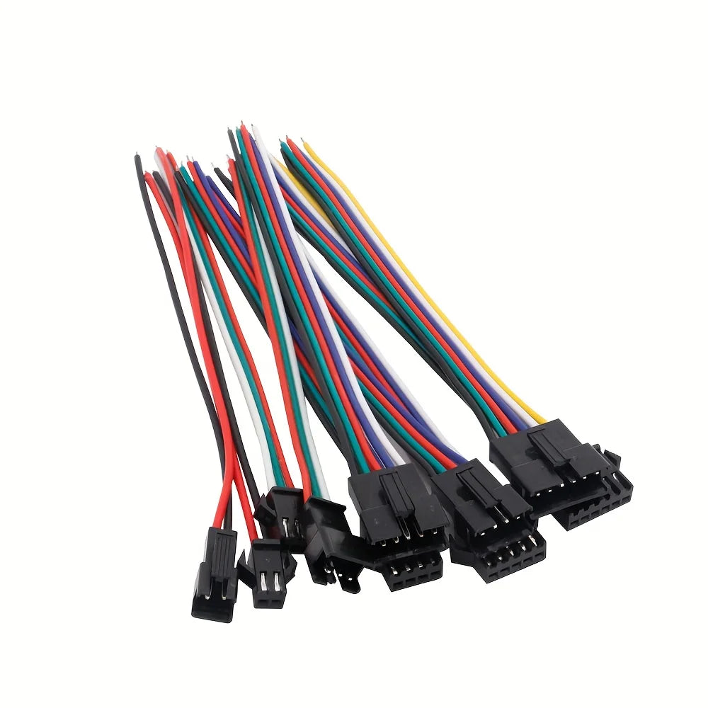 connecteurs led broches cable noir rouge vert bleu blanc clips utilitaires