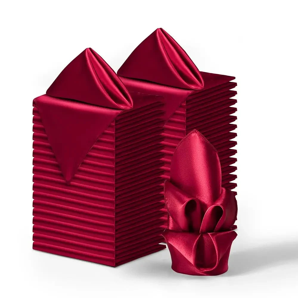 serviettes table satin rouge classiques 30x30cm coton opaques