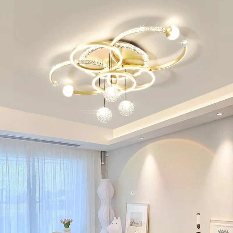 suspension lumineuse moderne chandelier led blanc noir or abstraite chambre salon