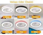 ventilateur lampe led moderne blanc noir doré gris rose bleu rond lisse