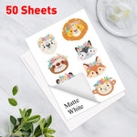 papier autocollant vinyle a4 blanc mat 50 feuilles motifs animaux fleurs décoration