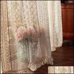 rideau bohème dentelle motif floral transparent maison vintage chambre salon