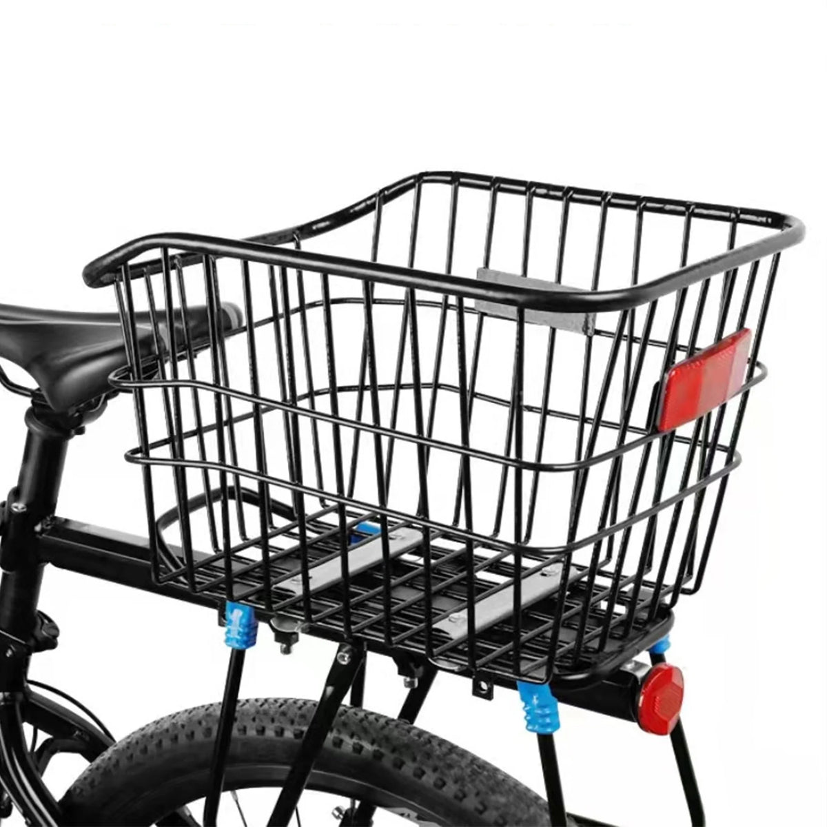 panier vélo noir maille métallique clips fixation poignée durable universel extérieur moderne