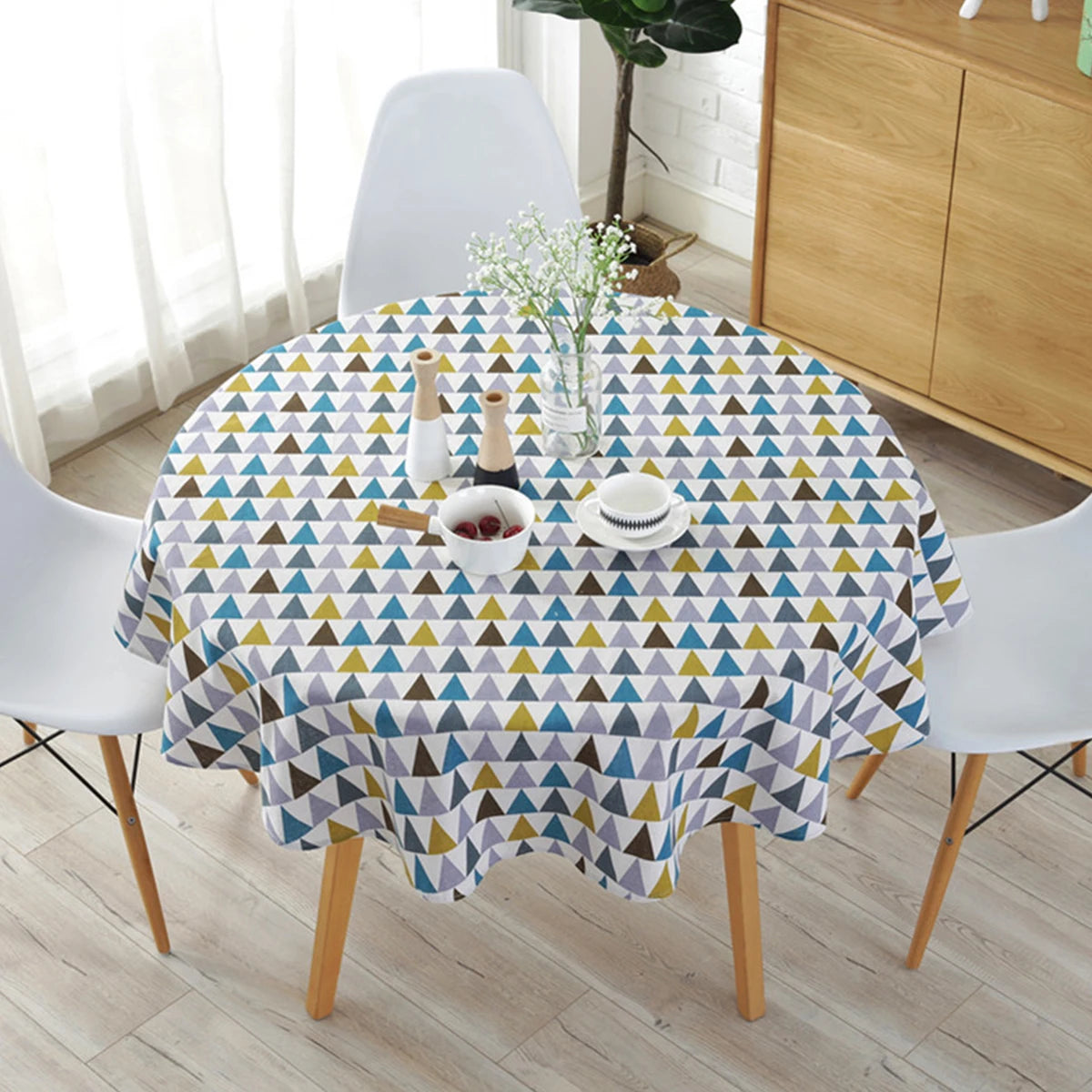 nappe ronde imprimée coton lin moderne maison extérieur mariage festives