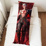 housse coussin allongée imprimé homme musclé noir gris moderne illustratif double face