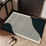 tapis sol moderne rayures concentriques beige gris noir antidérapant résistant