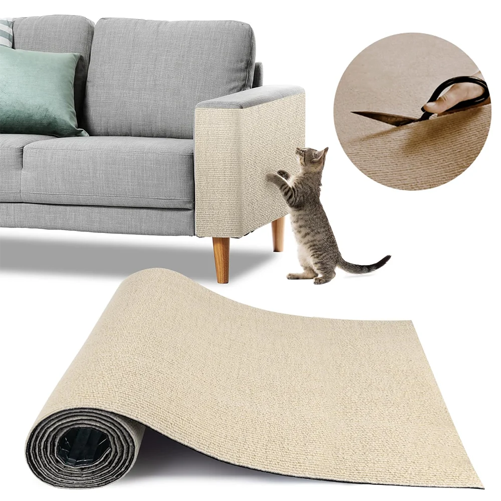 protecteur meubles chat adhésif texture rugueuse tissu beige moderne rouleau 30x100cm 40x100cm 40x200cm 40x300cm