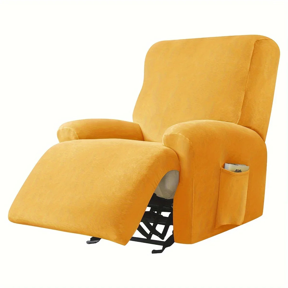 housses fauteuil beige gris bleu marine velours doux moderne confortable machine lavable anneaux fixations