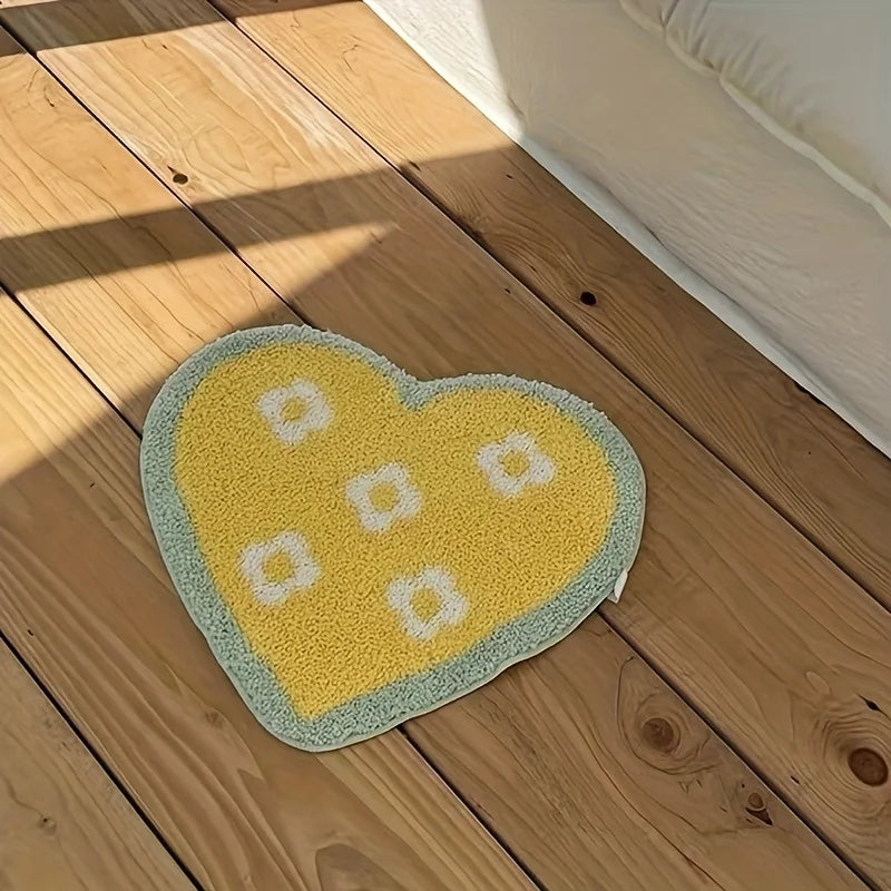 tapis coeur motifs floraux moderne polypropylène imperméable antidérapant salon chambre bleu violet