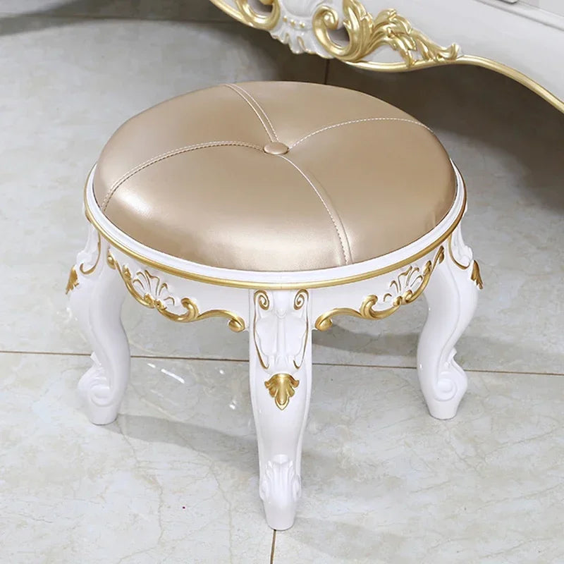 tabouret sculpté cuir tissu brodé classique baroque élégant maison salon chambre