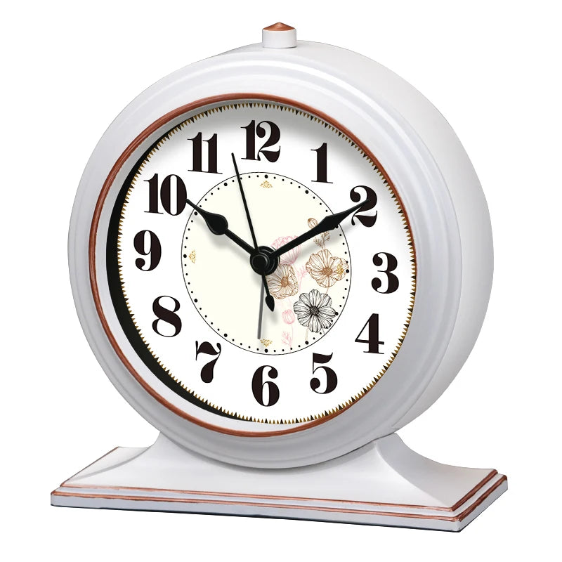 horloge table quartz aiguille classique noir blanc chiffres romains cadre bois opaque chambre salon