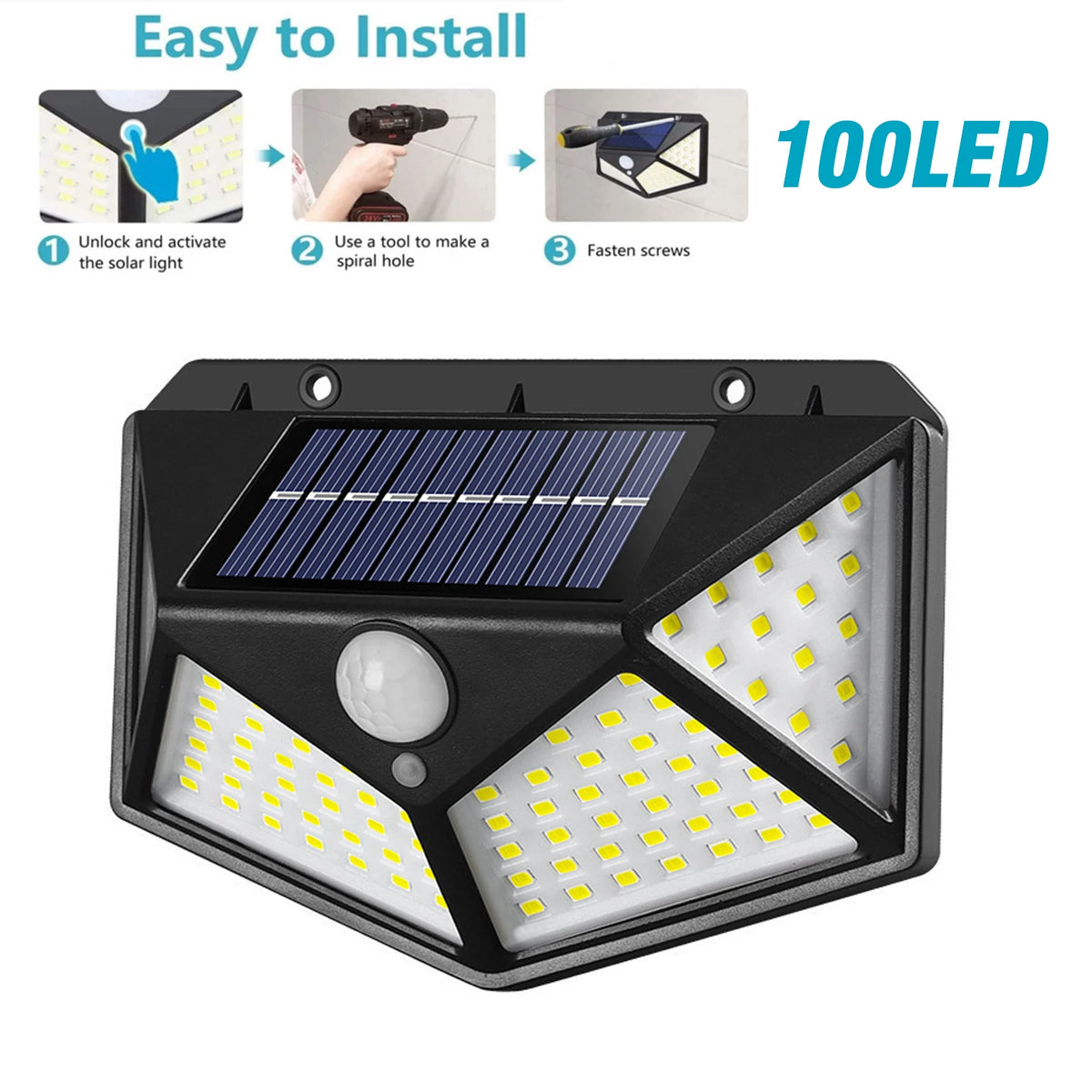 lampe murale solaire led 100 led induction ip65 moderne détecteur mouvement
