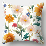 coussins imprimés double face fleurs marguerite vintage polyester taille 35 45 50 60 cm