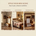 miniature rack manteaux texture bois classique marron clair blanc accessoire poupée chambre poupée décoration