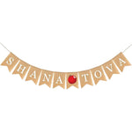 guirlande fanions marron rouge blanche jute text brodé pompons rustique decoratif rachel shana tova