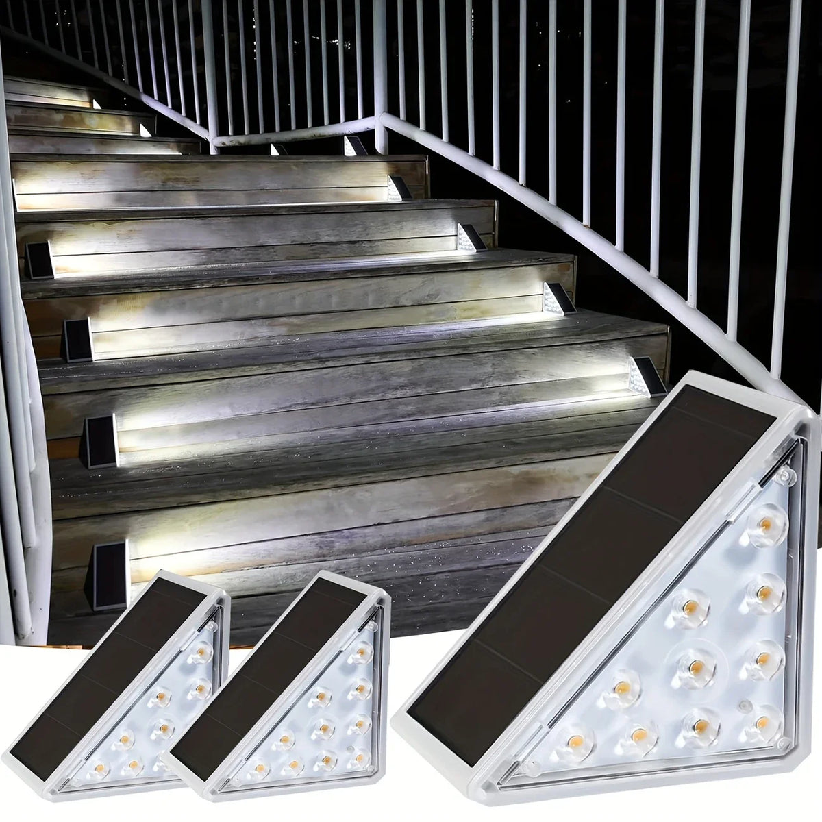 appliques murales solaires adhésives led noir blanc modernes triangles opaques sécurité extérieur