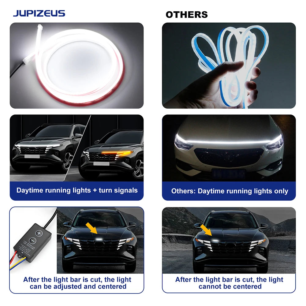 bande lumineuse led rouge blanche bleue adhésive fluo moderne signalisation capot hyundai tucson
