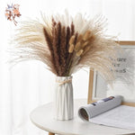 bouquet fleurs séchées plumes pampa beige blanc naturel rustique décoration intérieur mariage anniversaire fête