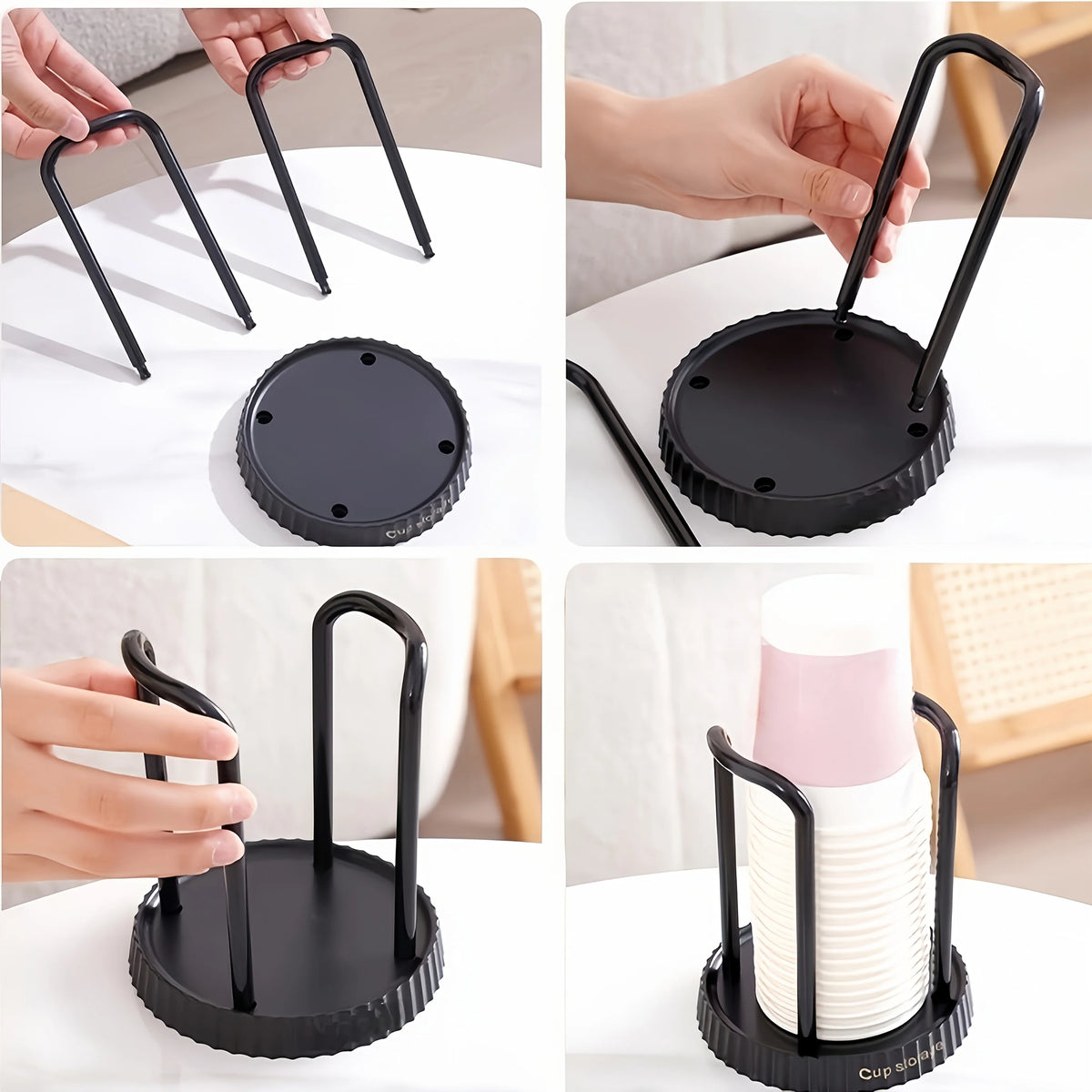 porte gobelets ondulés moderne gobelets carton blancs logo noir base large stable cuisine