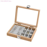 boîte bijoux bois naturel moderne cadenas 20cm 15cm 15cm rangement bagues boucles d'oreilles gris