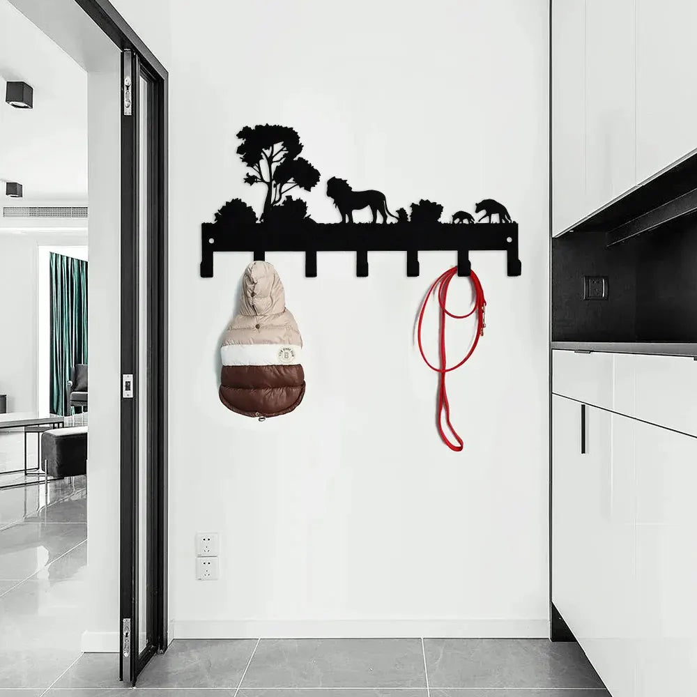 porte sacs mural moderne animaux silhouettes noir sacs accessoires cuisine serviettes brosse éponge