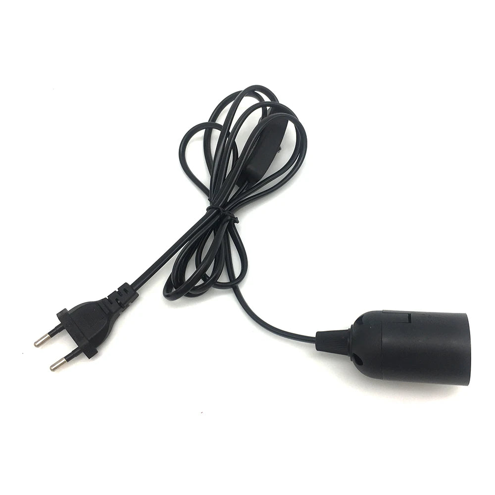 support ampoule e27 noir commutateur câble prise eu moderne sans fixation certification