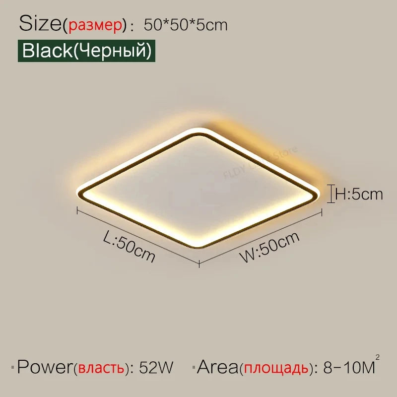plafonnier led minimaliste blanc rectangulaire bord noir opacité télécommande inclusière