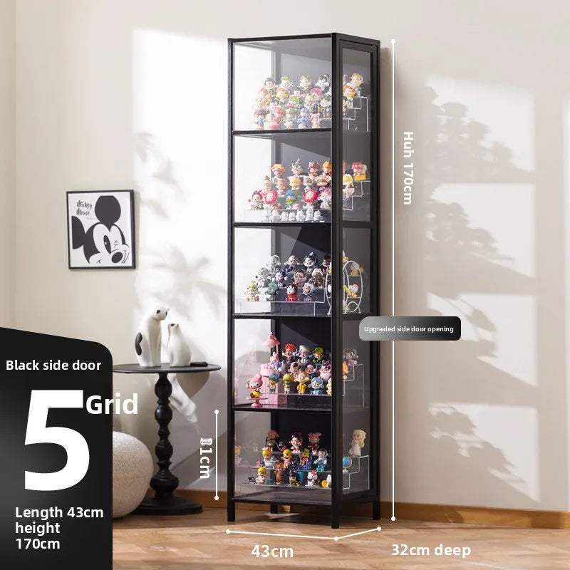 présentoir rangement étagère vitrée moderne noir transparent compartiments 120L capacité