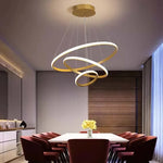 lustre moderne minimaliste suspension câbles noir or blanc concentrique led chambre salon