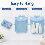 Sac rangement filet rose motif lapin drainage rapide salle bain suction cup