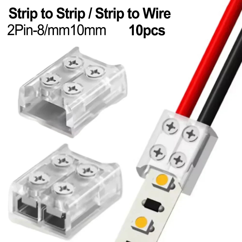 connecteur ruban led transparent 10mm strip strip wire 8mm pragmatique vis fixé