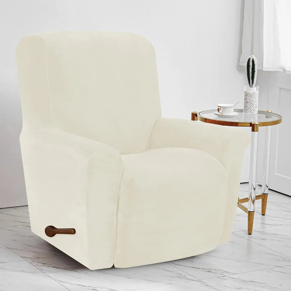 Housse fauteuil inclinable bleu noir gris jacinquée extensible moderne poche adhésif lavage machine