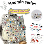 sticker adhésif ongle moomin dessins animés personnages ballons coeurs fleurs