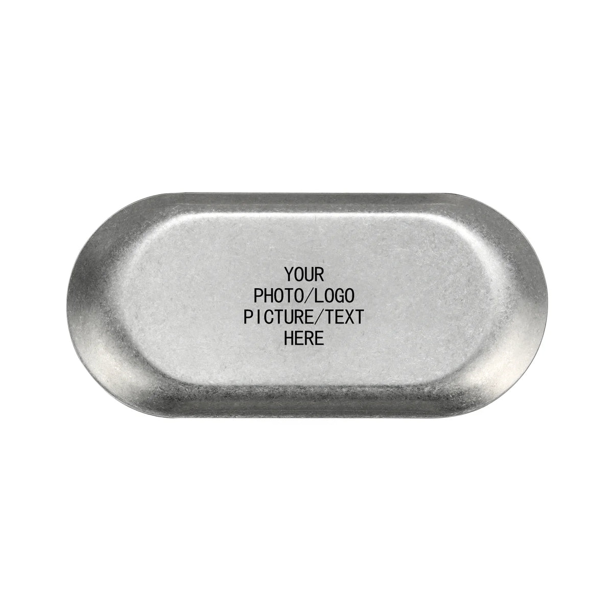 plateau service ovale acier inoxydable argenté vintage finition patinée personnalisable