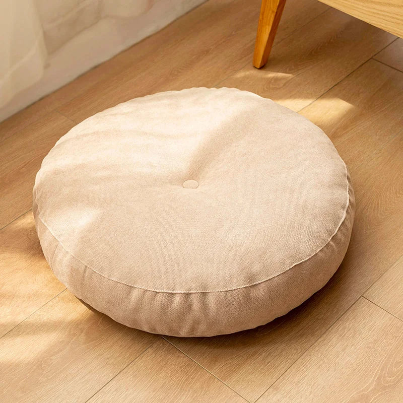 coussin siège rond velours polyester lavable moderne beige bleu vert jaune gris crocheté