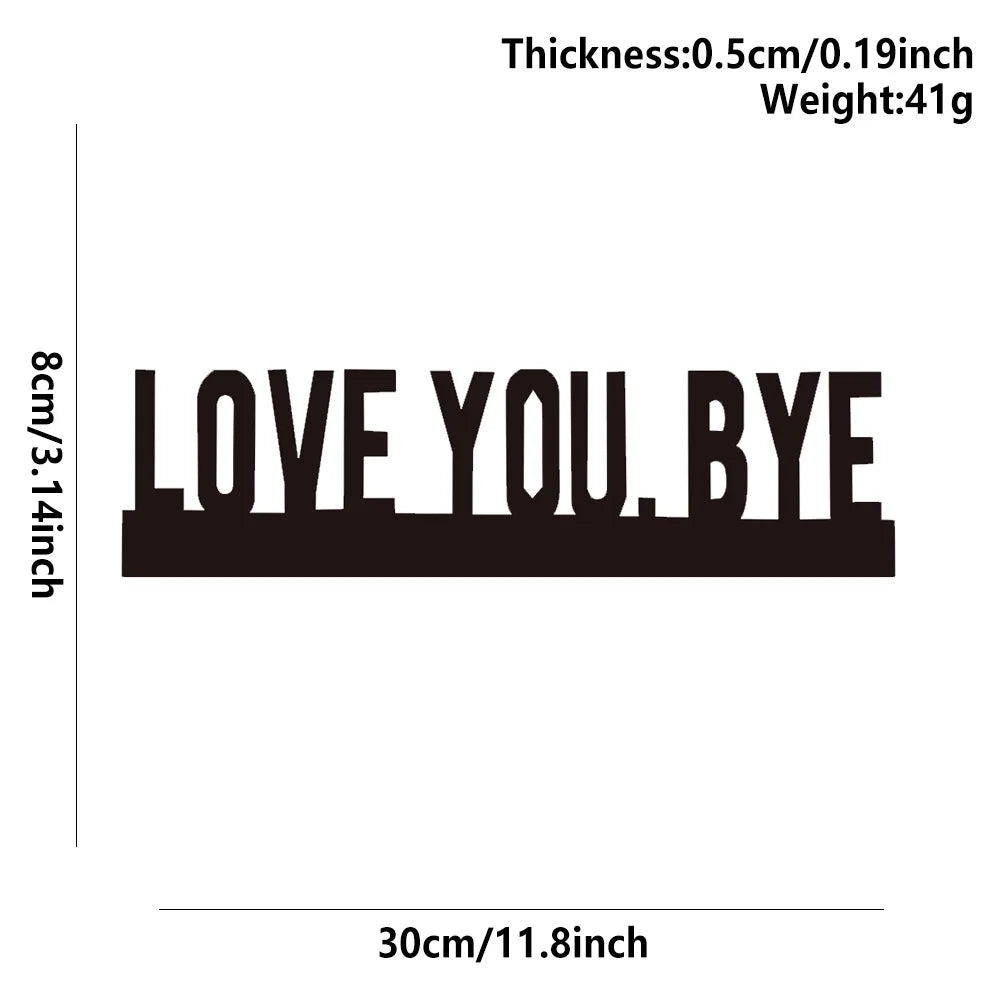 décoration murale plaque minimaliste LOVE YOU BYE noir lettres blanches salon contemporain sans électricité