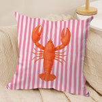 coussin carré jacquard rayures marine poissons crabe octopus multicolore 35cm 45cm 50cm 60cm doux
