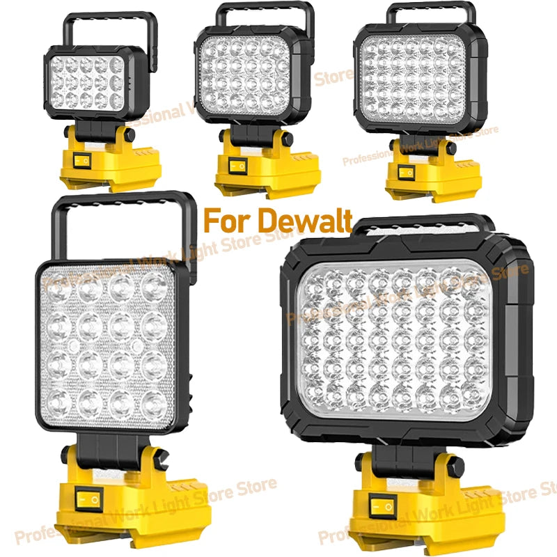 lampe travail led jaune moderne robuste interrupteur luminosité port usb poignée transport sans fil