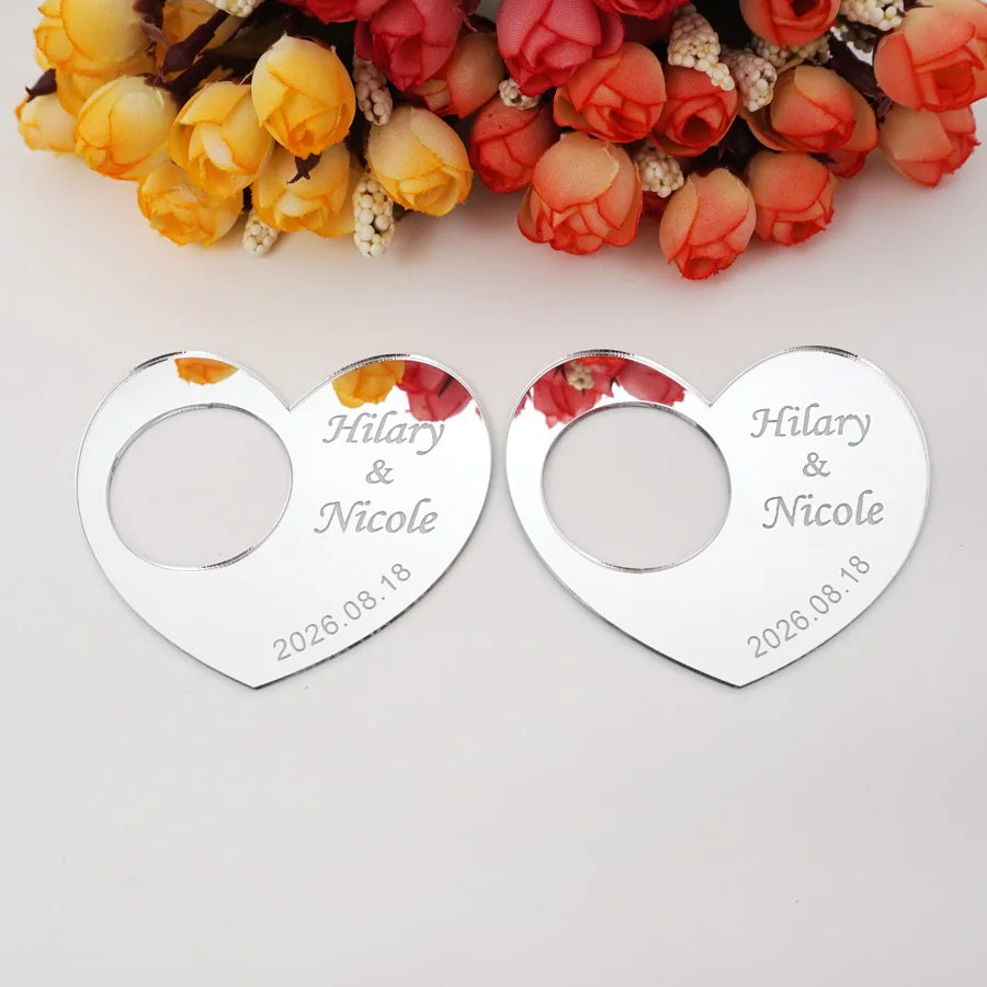 porte bouchons forme cœur gravure personnalisée noms date mariage anniversaire fête doré argenté moderne