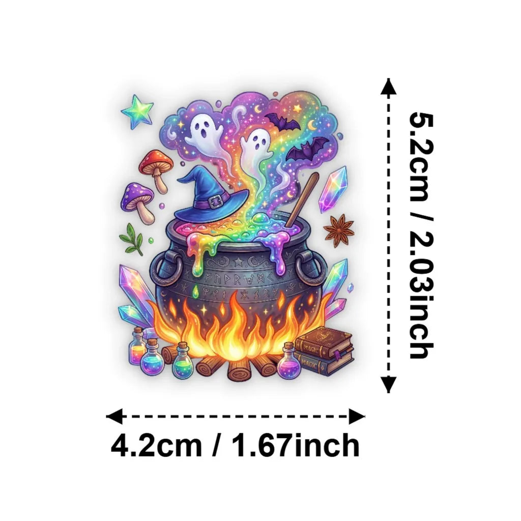 autocollants multicolores fantaisie cartoon animaux magiques objets enchantés livre souris carotte potion échantillon magique
