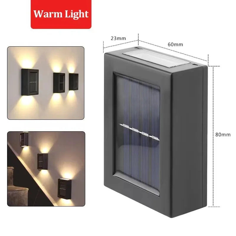 lampe solaire murale noire moderne semi transparente éclairage extérieur sécurité jardin clôture