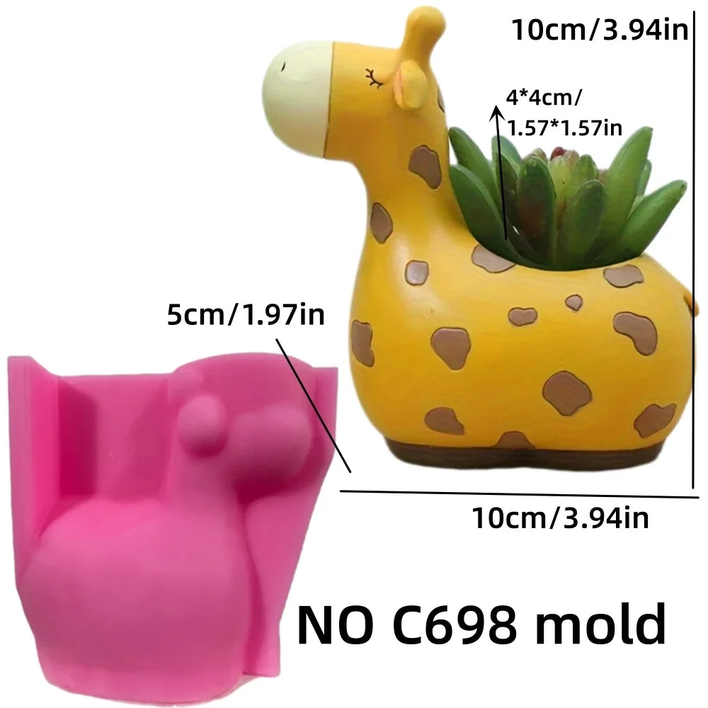 moule silicone cache plantes animaux girafe éléphant écureuil décoratif adhésif succulente figurines opaques