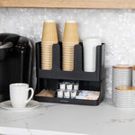 rangements mural noir gobelets carton sucre pots lait pailles salon durable écologique