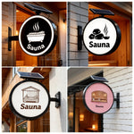 panneau lumineux publicitaire double face led logo personnalisé moderne blanc noir rose marron