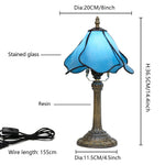 lampe table art nouveau tiffany bleu bronze verre texturé fleurs stylisées moderne