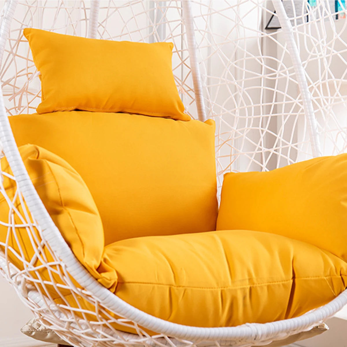fauteuil suspendu moderne coussins orange vert jaune rouge beige polyester coton respirant fixations