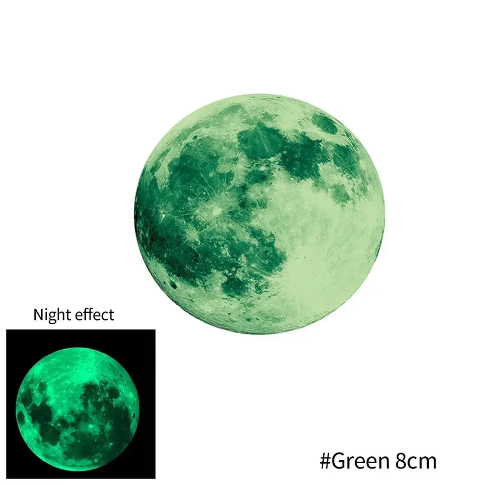 sticker mural lumineux lune étoiles bleu vert rose chambre enfants décoration maison moderne adhésif