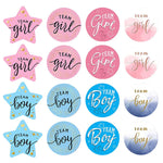 étiquettes autocollantes team girl team boy coeurs dorés motifs abstraits moderne élégants rose bleu