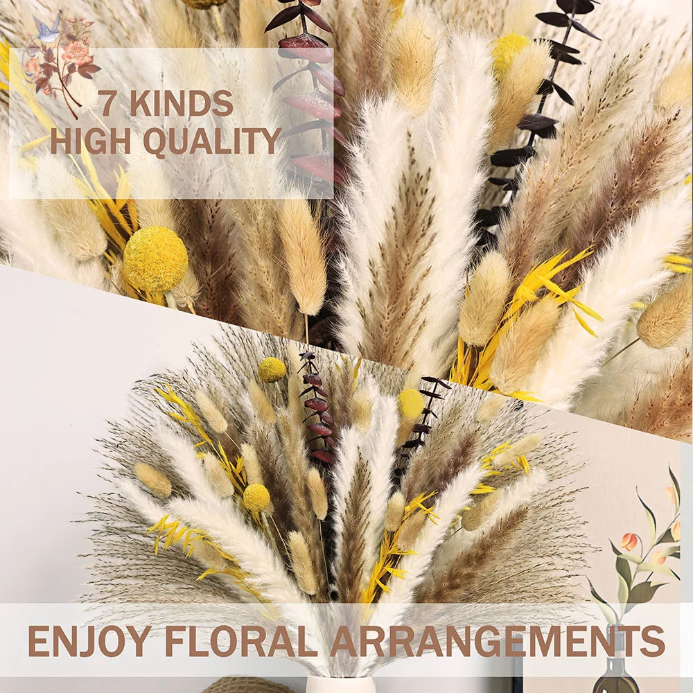 bouquet fleurs séchées naturelles vase boho décoration intérieure anniversaire noël valentin rouille blanc