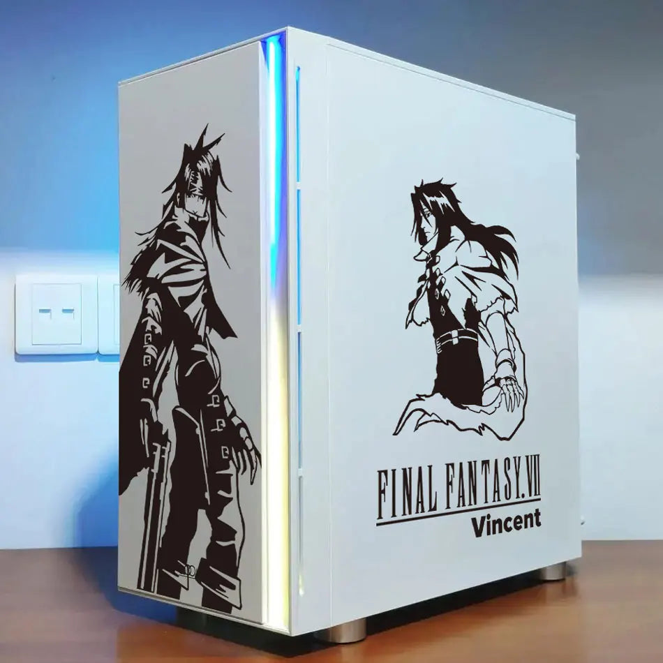 autocollants graphiques final fantasy vii cloud sephiroth tifa vincent boitier pc noir blanc